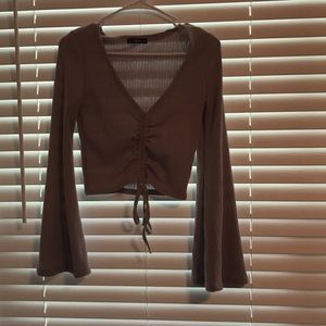Cropped bell sleeve top